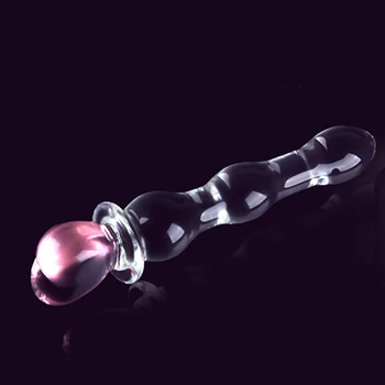 Coração-de-rosa de Vidro plug anal sexo anal brinquedos para a mulher lésbica PONTO G squirt claro ESFERAS de Cristal GAY anal, estimulador de próstata ânus
