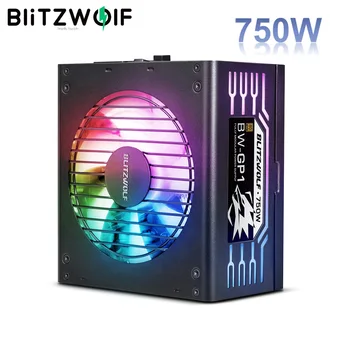 BlitzWolf BW-GP1 750W Computador Desktop ATX Totalmente Modular Fonte de Alimentação Ventoinha Silenciosa para PC, Jogos de Computador Fonte de Alimentação do PC RGB