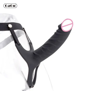 GaGu Brinquedos Sexuais Oco Vibrador Com chicote Strapon Pênis Plug Anal Para Casal Cinto de Castidade Cinta no Vibrador para o homem, a Mulher Lésbica