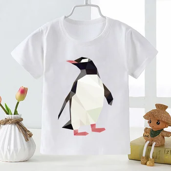 Cartoon Pinguim Bonito Roupa das Crianças T-Shirt Meninas Meninos Casual T-shirt de Impressão Kawaii Verão, as Crianças de Manga Curta, Blusas,YKP055