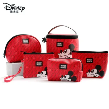 Disney genuíno Mickey saco de armazenamento dos desenhos animados bonitos saco de lavagem criativo coreano PVC de Viagem Bolsa de Maquiagem
