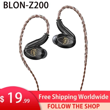 BLON-Z200 10mm de Carbono de Diafragma de Dupla-som Cavidade Estrutura hi-fi Na Orelha Monitor de Fone de ouvido com Fios de Fones de ouvido Fone de ouvido blon Z200 bl03