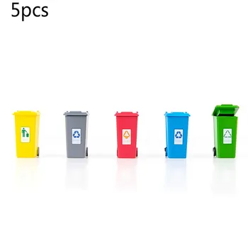 5 Pcs em Miniatura Casa de bonecas Acessório Modelo da lata de Lixo DIY1:87 HO Escala Mini lata de Lixo Para a Construção de Cena Layout/Sandtable
