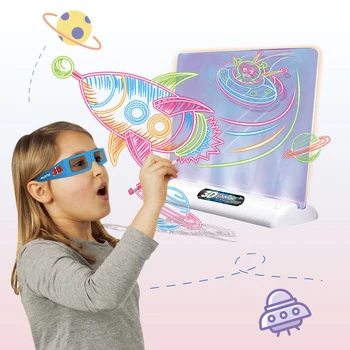 3D Magic Desenho da Placa DIODO emissor de Luz, Efeitos de Puzzle bloco de Desenho de Crianças Graffiti Iluminação Pad Pintura de Brinquedos Educativos Presentes das Crianças