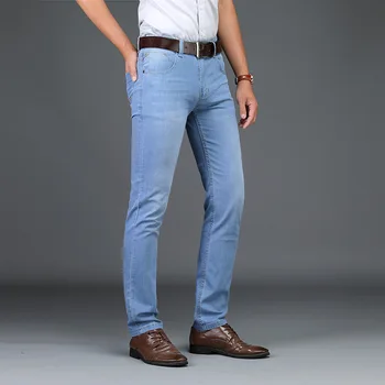 A calça Jeans Skinny, Homens 2022 Moda Masculina de Negócios Stretch Denim das Calças Ocasionais de Luz Azul Vintage Vestido de Calça de Primavera Homens de Verão, Jeans