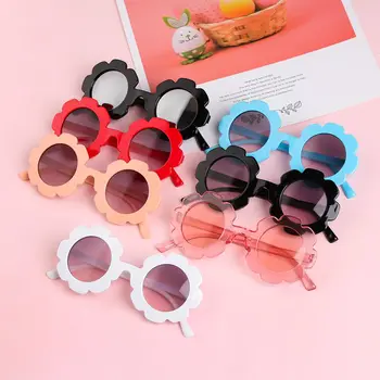 2022 Bonitos Óculos de sol Redondo Forma de Flor Crianças Óculos de Sol Para o Menino Meninas da Criança Adorável Bebê de Óculos de Sol para Crianças UV400 Óculos