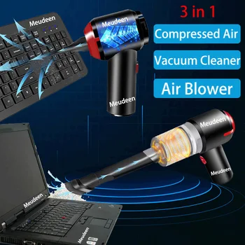 O Ar comprimido Pode e o Ventilador de Ar e Mini Aspirador de 3 in1,sem Fio Pulverizador de Ar de Limpeza,Aspirador de pó Portátil Computador Teclado do PC Cleaner