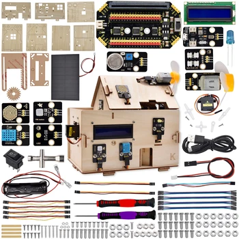 Keyestudio TRONCO Microbit V2 Smart Home Kit +Painel Solar para a BBC Micro:Bit Starter Kit DIY Kit Eletrônico Python & Makecode