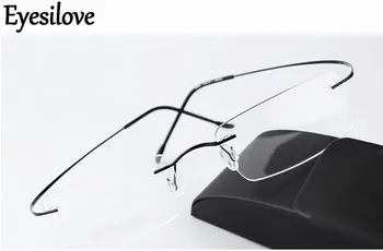 Ultra-leve titanium sem aro moldura Óptica homens mulheres marca de óculos com armação de óculos de armação para óculos de grau ir com o caso