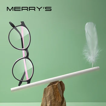MERRYS DESIGN Retro Óculos Redondos Quadro Para Homens Mulheres Titânio Puro, Ultra-Leve E Confortável TR90 de Óptica, Óculos S2050