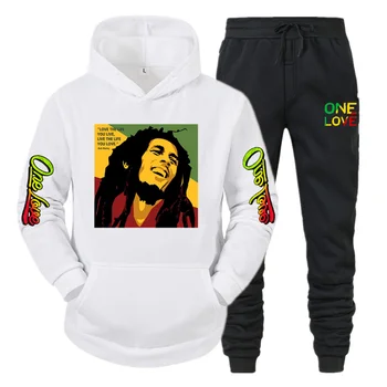 Senhoras e os Homens, Hoodie de Bob Marley Lenda do Reggae, Um Amor de Impressão Casaco de Inverno, Moda Casual Manga Longa + Calça do Terno de Roupas