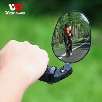 OESTE CICLISMO Grande Angular de Bicicleta Espelho Retrovisor MTB Estrada de Bicicleta Guiador Espelho 360 Rotação Ajustável de Ciclismo de Espelho de Vista Traseira