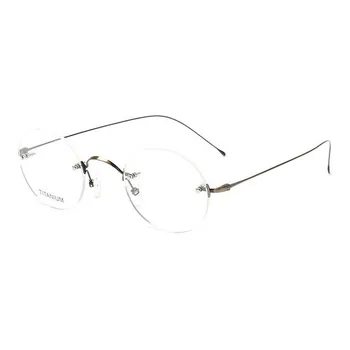 Titanium sem aro óculos de Steve Jobs Homens Oval, Redondo óculos de RX óptico leve óculos