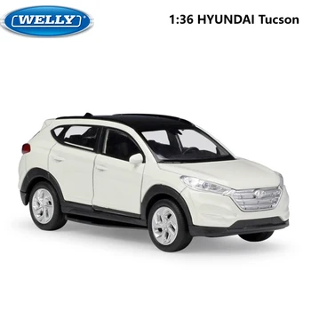 HYUNDAI Tucson WELLY Diecast 1:36 Simulador de Carro SUV de Metal Modelo de Puxar de Volta o Carro Liga de Brinquedo Veículo Automóvel Para Crianças de Presente Coleção