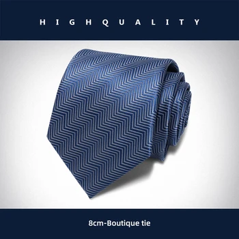 Marca Designer de Luxo Empate de 8 CM Azul Corrugação Laços para Homens de Alta Qualidade Formal do Negócio Vestido de Camisa, Gravata e Acessórios Masculinos