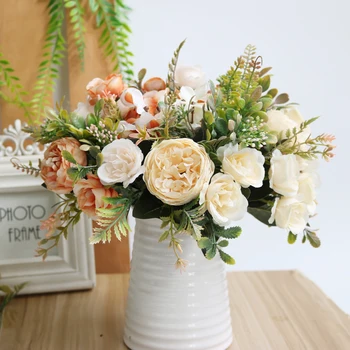 peônia artificial artificial flores de seda para casa, decoração de casamento, buquê de noiva de alta qualidade falso flor faux sala de estar