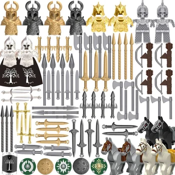106Pcs Personalizado Medieval Antiga Roma Antiga grega Egito Estilo Bloco de Construção Figura Militar de Arma de uso de Capacete Kit de Armadura