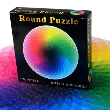 Quebra-cabeças de 1000 pcs/Redondo conjunto de Quebra-Cabeças Paleta de arco-íris Intelectual Jogo Para Adultos e Crianças Quebra-cabeça de Presente de Papel