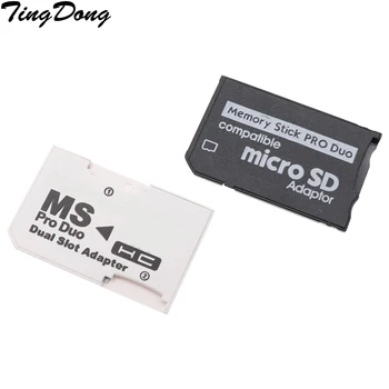 TingDong Adaptador de Cartão de Memória Micro SD TF Cartão de memória Flash para um Stick de Memória MS Pro Duo para PSP Cartão Único / Duplo 2 Slot do Adaptador