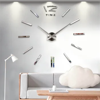 3D Relógio de Parede Design Moderno DIY Espelho Acrílico Adesivos de Parede para Sala de estar, Quarto, Casa, Decoração de Quartzo Agulha Europa Horloge