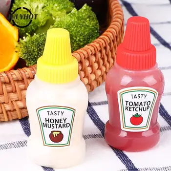 1 Pcs Mini Tomate Vestir Garrafa Portátil Pequeno Contêiner De Molho De Salada Recipiente Frasco De Ketchup Cor Aleatória