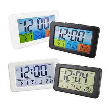 Relógio Digital de Mesa Despertador Termômetro Tela de LCD com Suporte Dobrável e Pendurado na Parede do Furo