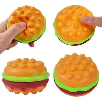 Burger Bola de Stress 3D Molinho Hamburger Fidget Brinquedos de Silicone de Descompressão de Silicone Squeeze Fidget Bola Fidget Sensorial Brinquedo 2022