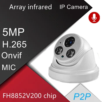 H. 265 4MP de Segurança POE Áudio MIC interna da Abóbada do ipc P2P de vigilância de vídeo ONVIF 5MP Matriz de infravermelho Câmera de CCTV