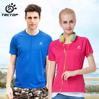 Tectop homens mulheres amantes do ar livre t-shirt ultra-leve, respirável curto da luva T-shirts camping caminhadas, de secagem rápida e t-shirt