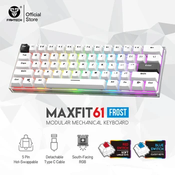 FANTECH MAXFIT61 Frost RGB Mini USB-Mechanical Gaming Keyboard 61Keys Hot-Swappable e destacável cabo para Mac do Windows