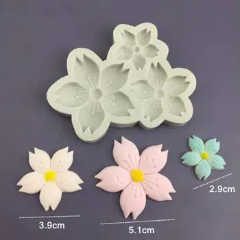 3 Com Sakura Forma de Flor de Silicone 3D Sabão Molde Fondant Molde do Bolo de Cupcake de Chocolate, Bolo de Aniversário, Decoração de Cozimento Casa do Molde