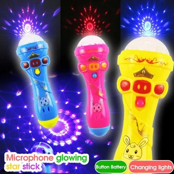 Quente 2022 Brilho Brinquedos de Crianças Brinquedo DIODO emissor de Luz de Piscamento Projeção Microfone Tocha Forma as Crianças Menino Menina Bonito Brilho de Brinquedo de Presente
