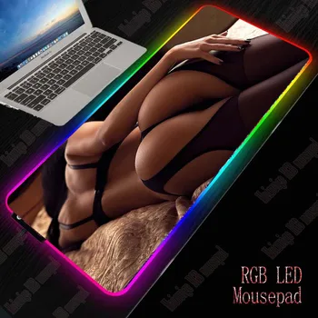 Mairuige Garota Sexy de Bunda Grande DIODO emissor de Luz do RGB Impermeável Gaming Mouse Pad USB com Fio Mousepad Gamer Ratos de 7 de Cores para o CSGO DOTA