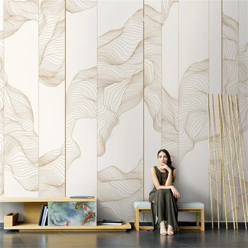 Personalizado, papel de parede 3D de tinta Chinês mural de papéis de parede do sofá da sala de TV fundo abstrato linha de papel de parede da melhoria home