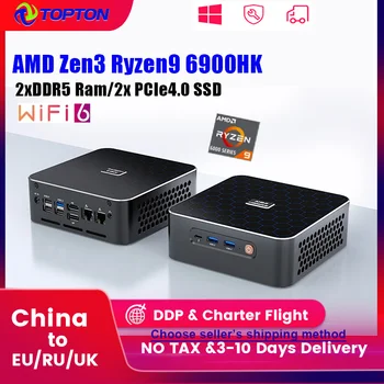 Topton AMD Gaming PC 6nm Ryzen 9 6900HX 7 PRO 6850H Mini PC Windows11 DDR5 4800MHz PCIe4.0 x 4 2x2.5G LAN 2x8K UHD HTPC WiFi6