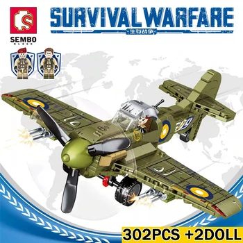 Guerra mundial, Bloco de Construção Militar Britânico Spitfire EUA F4U P38 Bombardeio Modelo de Aeronave da Força Aérea JetArmy Soldado Brinquedos de DIY Presente