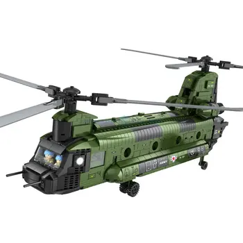 Caça militar da Série CH-47 de Transporte de Helicóptero Chinook Modelo de Tijolos Exército Arma de Caça de Blocos de Construção de Brinquedo Para Menino de Presente