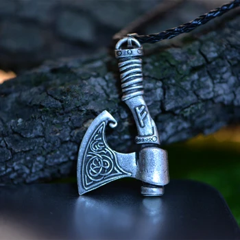 10pcs Langhong Vikings Colar O Fehu Feoh Fe Rune Axe Amuleto pingente de Colar Nórdica Jóias Talismã