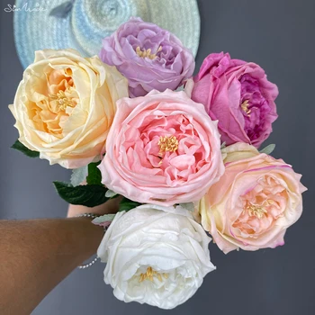 SunMade Toque Real Big Rose Ramo de Flores Artificiais para a Casa de Decoração de Quarto Sala Decoração de Flores Artificales de Casamento