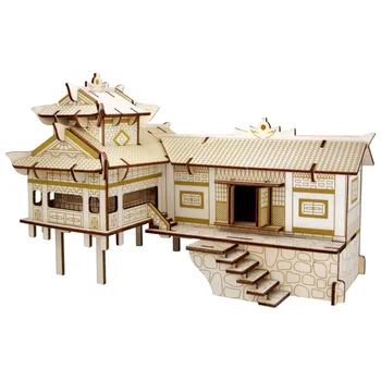 madeira de construção 3D modelo de brinquedo de presente quebra-cabeça de mão de obra montar jogo Chinês fabricação em madeira, kit de construção de xiangxi casa sobre palafitas 1pc