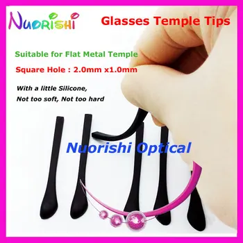10 pares de Boa Qualidade de Óculos Óculos Óculos Anti Deslizamento de Plástico Templo Dicas Tampa de Metal Plano Templo T3520 Frete Grátis