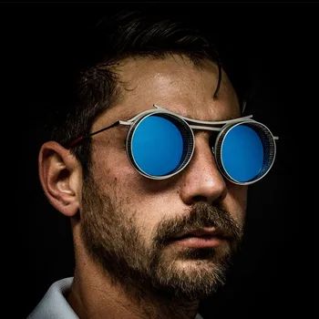 2021 Moda de Nova Rodada de Punk Homens Óculos de sol Vintage Steampunk Óculos Gótico de Óculos de Sol das Mulheres da Marca do Designer de Metal Lente UV400