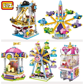 LOZ MOC Mini Blocos de Parque de Diversões de Tijolos para Construção, Máquina de Jogo de Modelo da Corsair Roda de Céu de Brinquedos Para Crianças de Presente de Menina Presentes 1721
