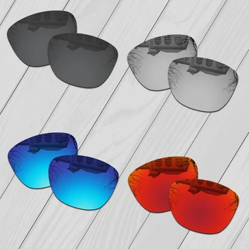 E. O. S 4 Pares de Preto e Prata e Azul de Gelo & Fogo Vermelho Polarizada de Substituição de Lentes para Oakley Frogskins OO9013 Óculos de sol