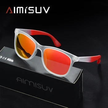 AIMISUV de Luxo, Óculos de sol Masculino da Marca Polarizada Óculos de Sol das Mulheres da Praça Espelho, Sombras Por Homens Anti-Brilho de Condução Óculos de sol UV400