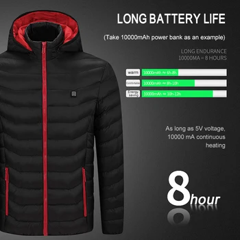 Elétrica de alta Qualidade caloroso do revestimento de esportes ao ar livre casaco casaco de inverno, com tampa e USB aquecimento elétrico TAMANHO M-4XL