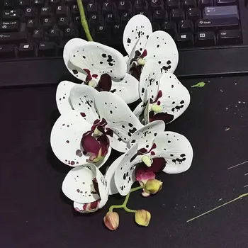 6Heads/ramo de toque real de plástico Flores Artificiais de Orquídeas falso Traça Borboleta Orquídeas para a mesa de Casa de Decoração de Casamento flores