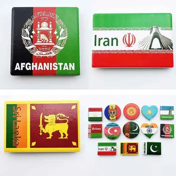 Afeganistão, Sri Lanka Bandeira ímãs de geladeira Sul da Ásia Turismo de lembranças Artesanato Coleção de Presente de Cerâmica, Imãs de Geladeira, Decoração