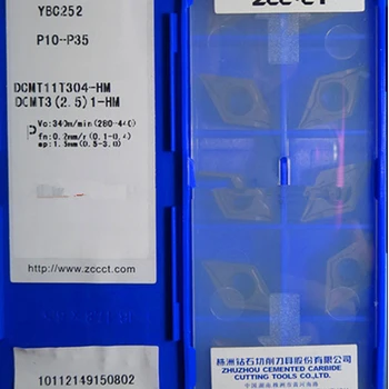 DCMT070204 DCMT070208 DCMT11T304 DCMT11T308 HM YBC252 10pcs/set ZCC.CT Carboneto de inserir Processamento: aço