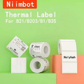 Niimbot B3S B21 B203 B1 2 Rolos de Cor Térmica de etiquetas de Papel Adesivo Branco Rótulo Para Água, Óleo à Prova de riscos Transpant Pacote